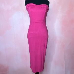 Hot Miami Styles pink suede midi dress